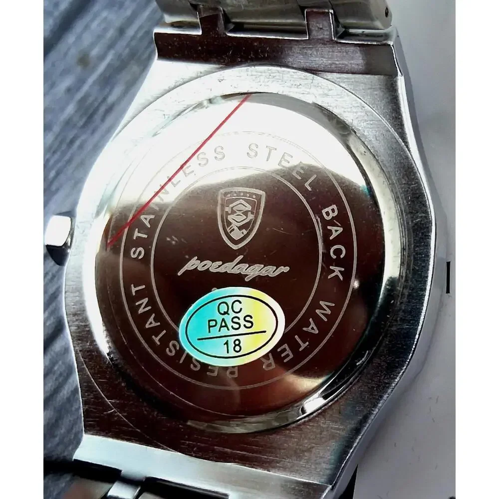Rare Silver Poedagar Royal Diver Guilloché Dial Mens‎ Watch